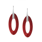 AE-1171-CR Sterling Silver Oval Shape Earring With Coral Jewelry Bali Designs Inc